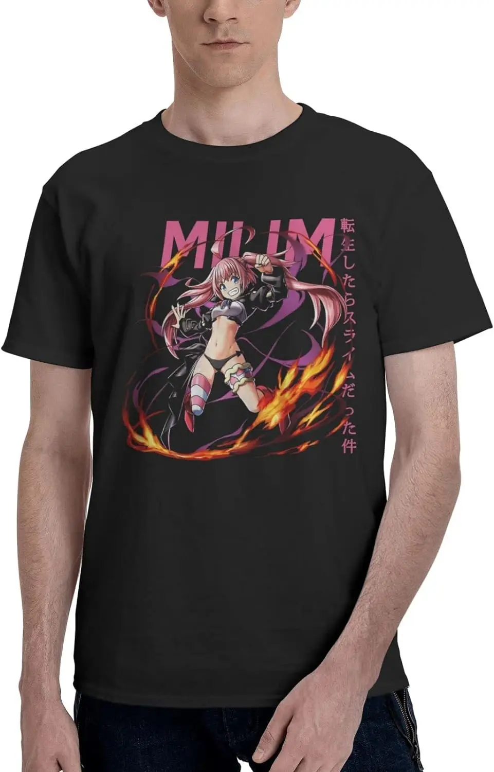 

Anime That Time I Got Reincarnated As A Slime Milim Nava Men's T-Shirt Summer Casual Crew Neck Short Sleeve Shirts