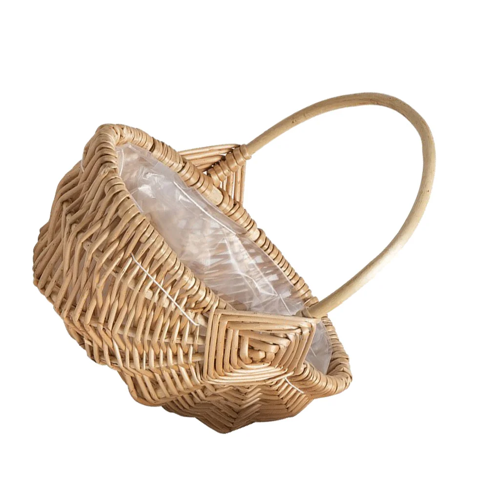 

Hand Knitting Wooden Basket Fruit Bread Vegetable Basket Easter Egg Basket Rattan Flowers And Fruits Gift Basket