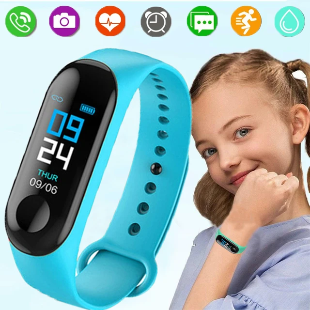 Reloj inteligente para niños y niñas, pulsera deportiva resistente al agua