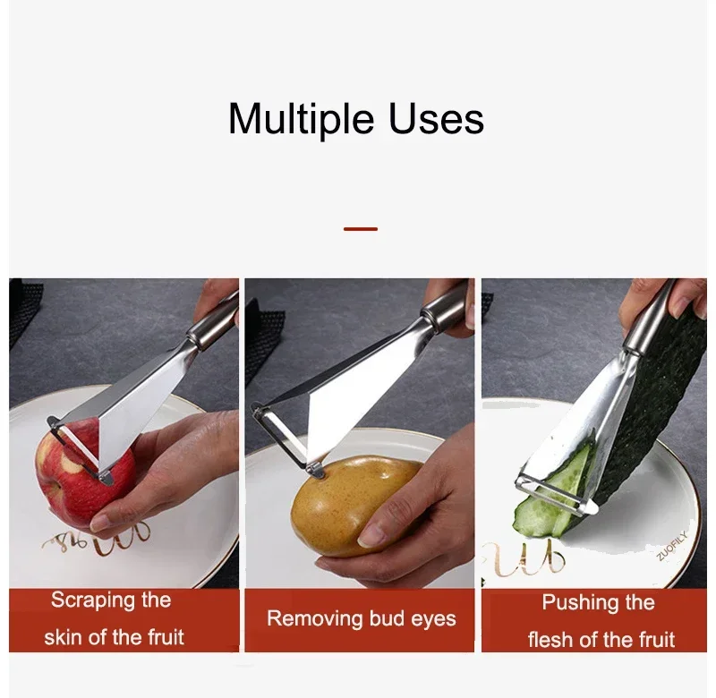 Triangular Apple Cucumber Carving Knife Stainless Steel Push Knife Peeling Scraper Chef Fruit Platter Artifact Food Carving Mold