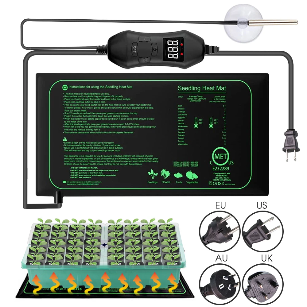 110V/220V Seedling Heating Mats with Adjustable Temperature Controller for Plants Growth Seeds Germination Hydroponics Warm Pad