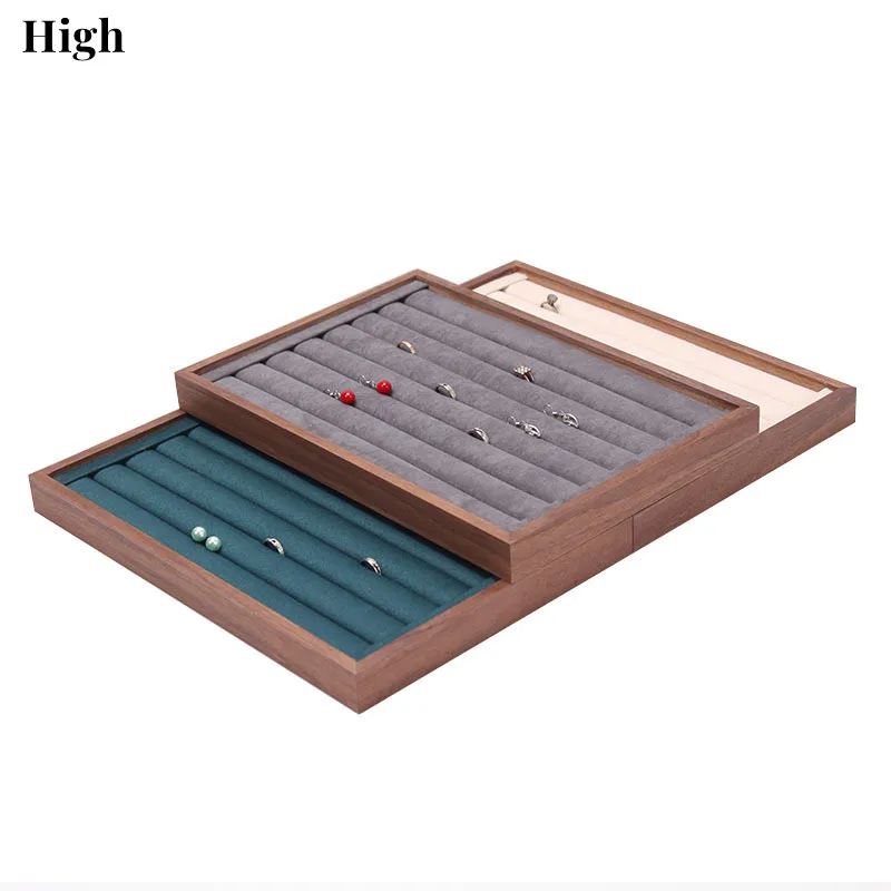 Jewelry Organizer Drawer Necklace Earrings Ring Tray Solid Wood Jewelry Display Tray