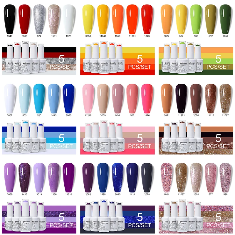 

ArteClavo 15ml 5pcs/Set Gel Nail Polish UV Gel Nail Art Color Varnish Hybrid Lakiery Hybrydowe Vernis Gelpolish Soak Off Lacquer