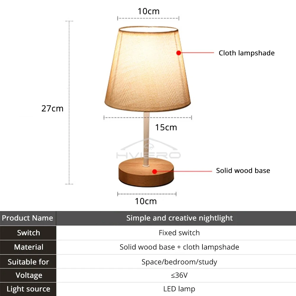 Wooden USB Table Lamp - Modern Bedside Nightstand Light with Cylinder Shade