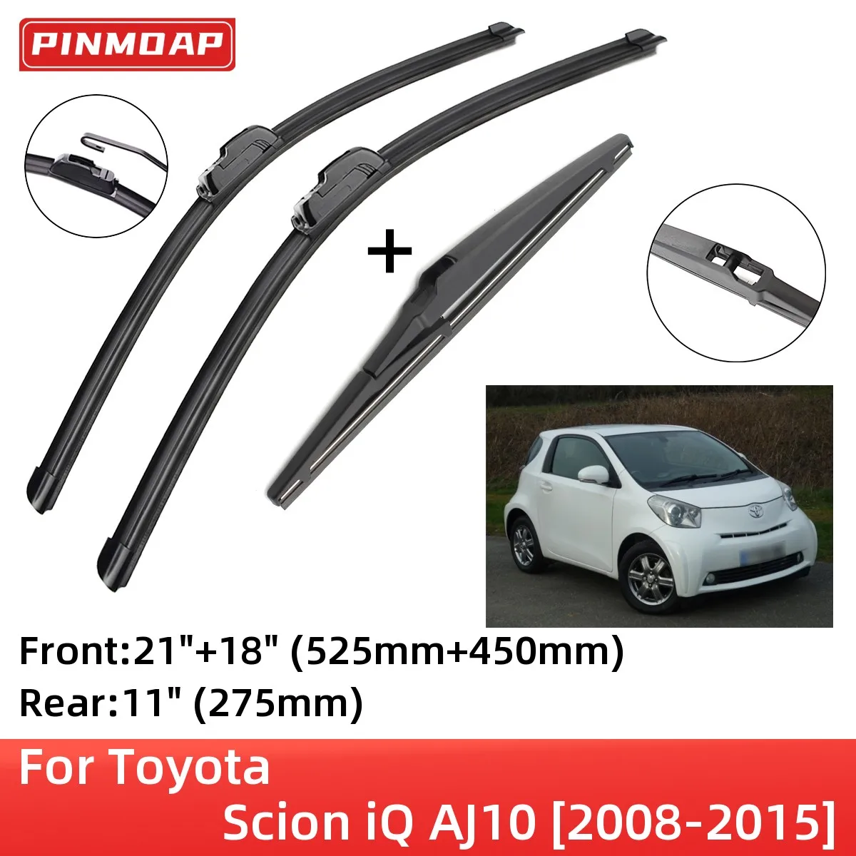 ForToyotaScioniQAJ1020082015FrontRearWiperBladesBrushes