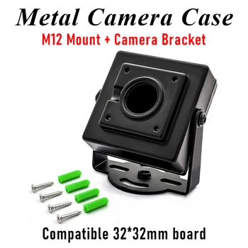 Alloggiamento in metallo mini per telecamera CCTV con attacco M12 e staffa per modulo scheda 32x32mm, per telecamere di sicurezza e sorveglianza industriale da interno