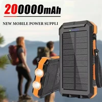 200000mAh Solar Power Bank Portable Large Capacity Charger Compatible with IOS Android USB-A And USB-C Fast Charging