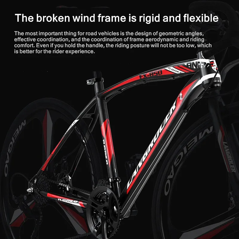 Curved Road Bicycle 700C Variable Speed StudentAdult Male And Female Shock Absorption Double Disc Brake Bicycle Racing Bike fixed gear bike
