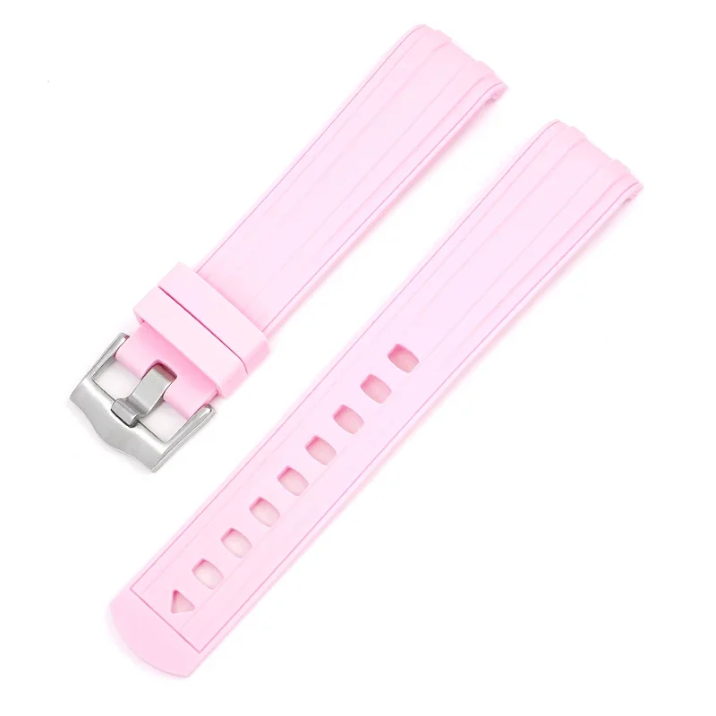 Premium Silicone Rubber Diving Watch Band with Curved End - Universal Strap