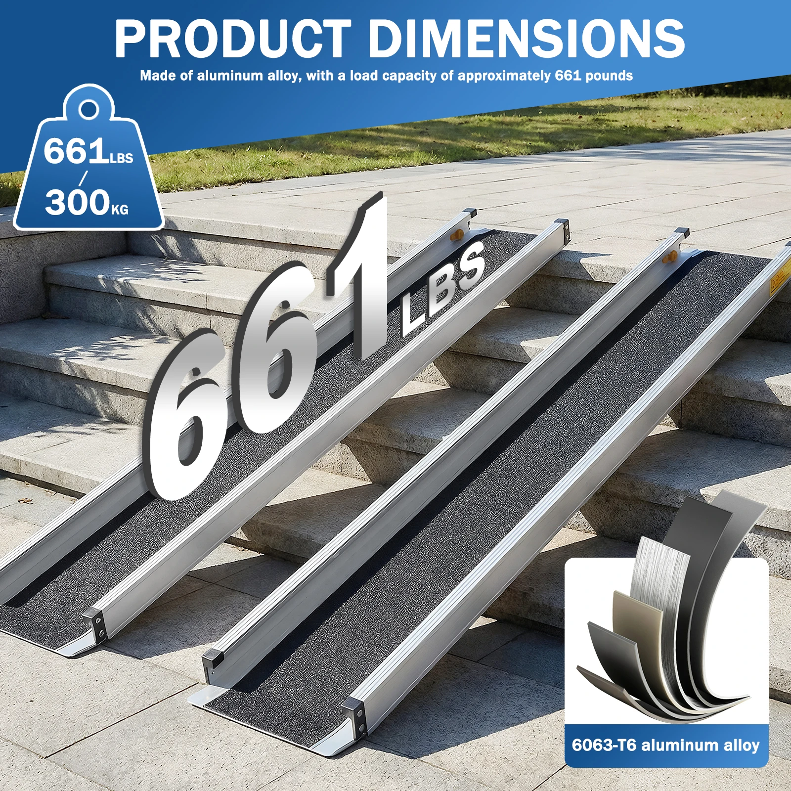 Retactable Ramps 8 Feet Retractable Door Threshold Wheelchair Ramp 94x7.4inch Mobility ...