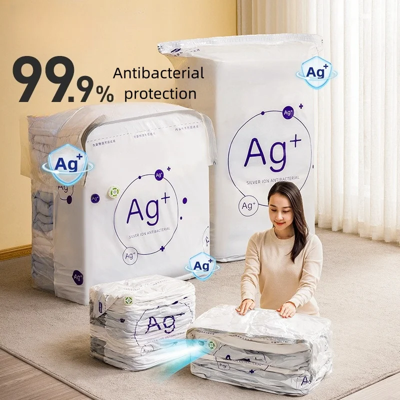 항균 진공 가방, 펌프 필요 없음, 대형 플라스틱 보관 가방, 옷 담요, 압축 가방, 여행 액세서리 