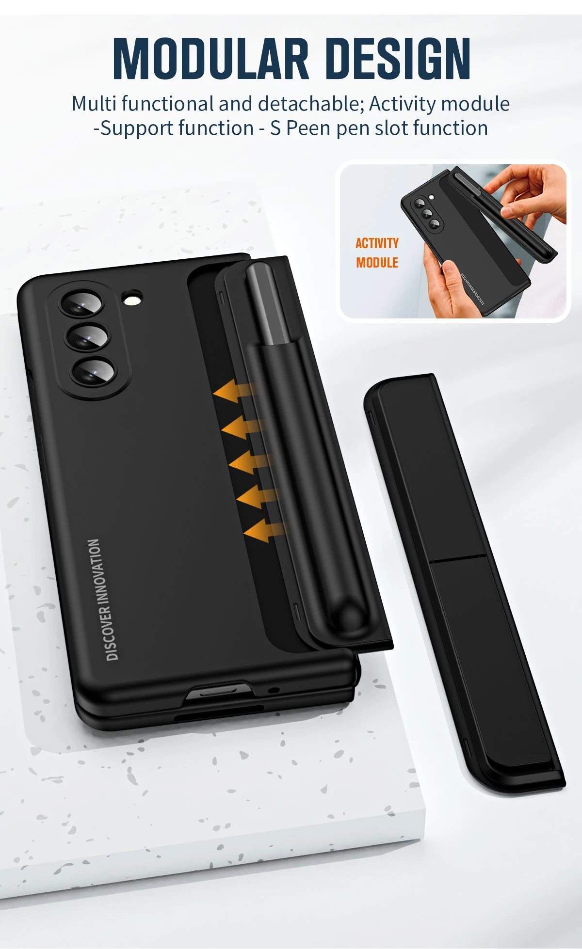 Phone Case For Samsung Galaxy Z Fold With Pen Holder And Stand_voghion.com