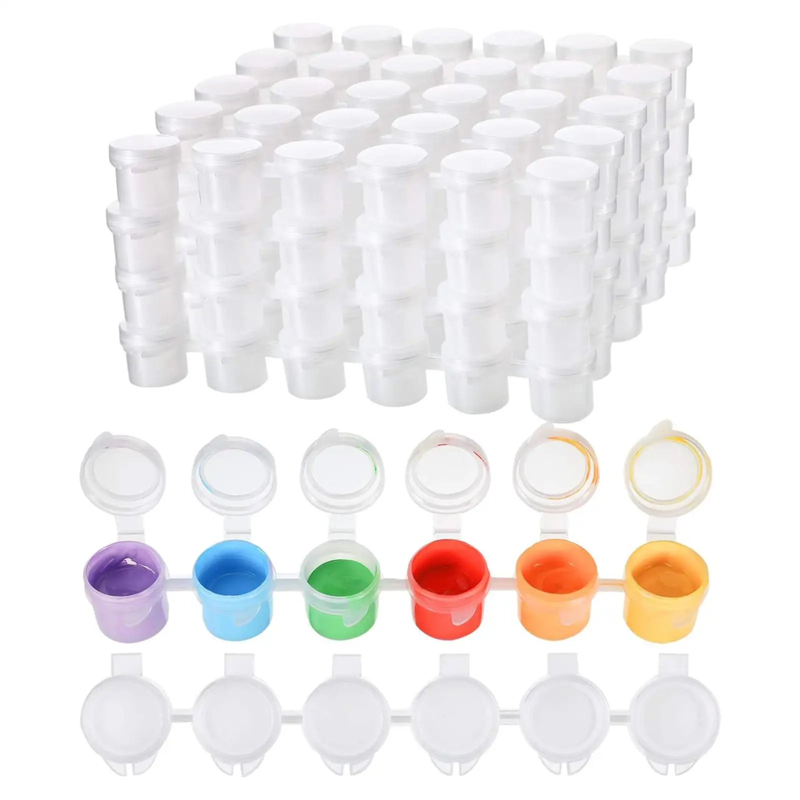Empty Paint Pots Strips DIY with Lid Lightweight Empty Storage Paint Containers for School Birthday Home Holiday Accessories