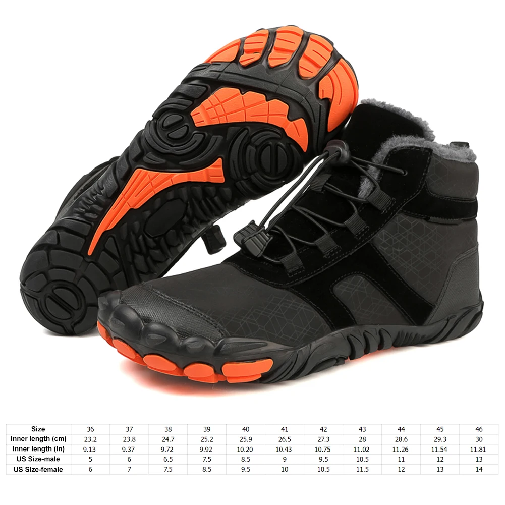 Winter Snow Boots Waterproof Barefoot Hiking Shoes Anti Slip Cold-Proof Trekking Shoes High-Top Booties for Outdoor Travel 6