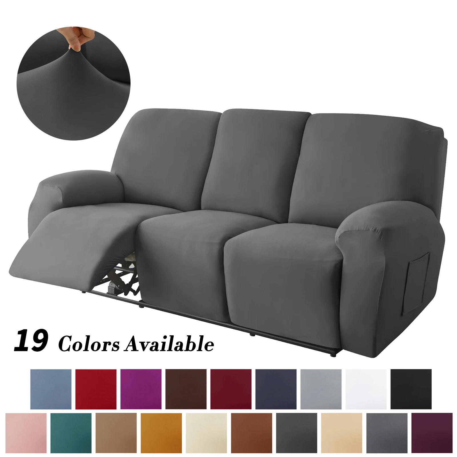 

Recliner Chair Cover High Stretch 3 Seater Sofa Cover Armchair Relax Slipcover Non-Slip For Kids Pets Furniture Protector