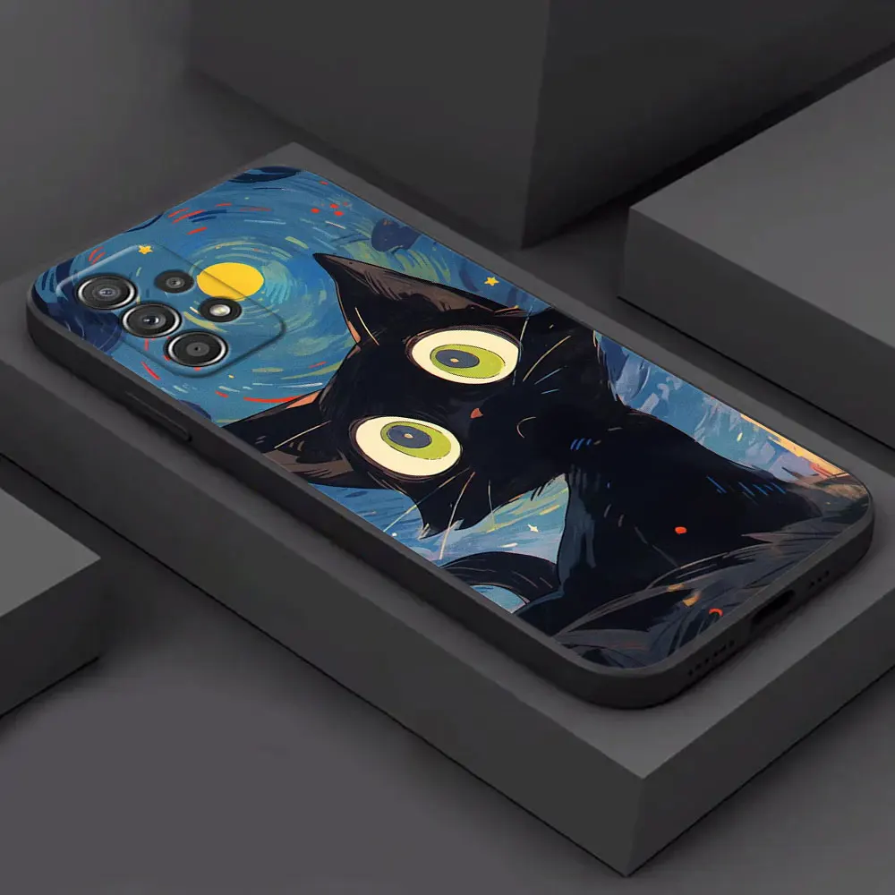 Van Gogh Starry Night Cat Soft Phone Case Cover
