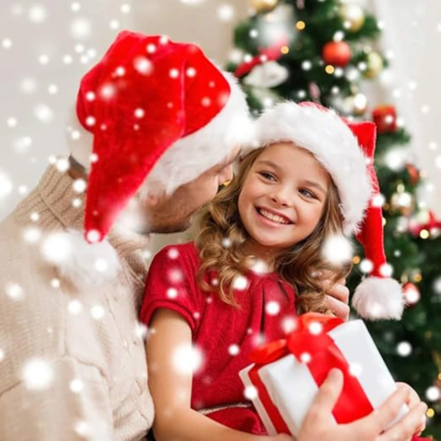 1 Piece Set of Comfortable Christmas Hats Suitable for People, Plush Winter Lightweight Hat with Pom Poms, Christmas Gifts, Decorations