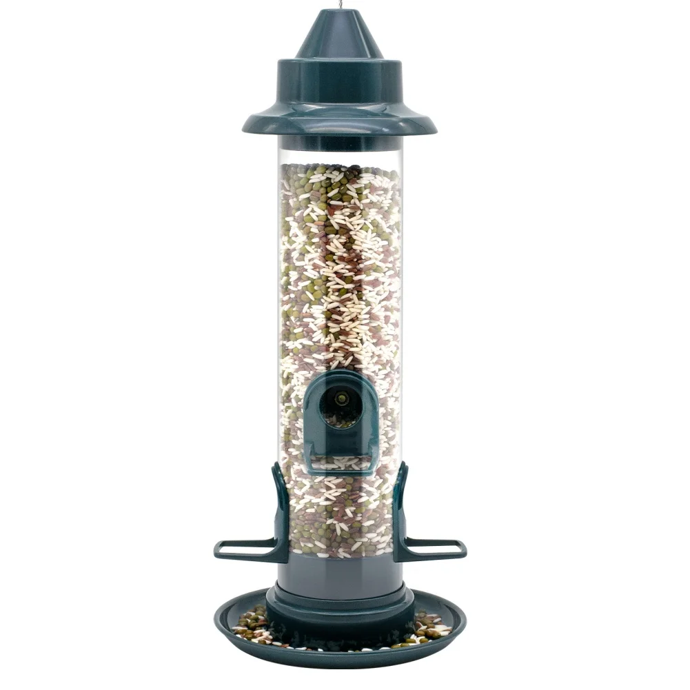 Garden Decoration 15 Inch Outdoor Hanging Wild Bird Feeder Tube Bird Feeder 4 Feeding Ports Waterproof Squirrel Proof