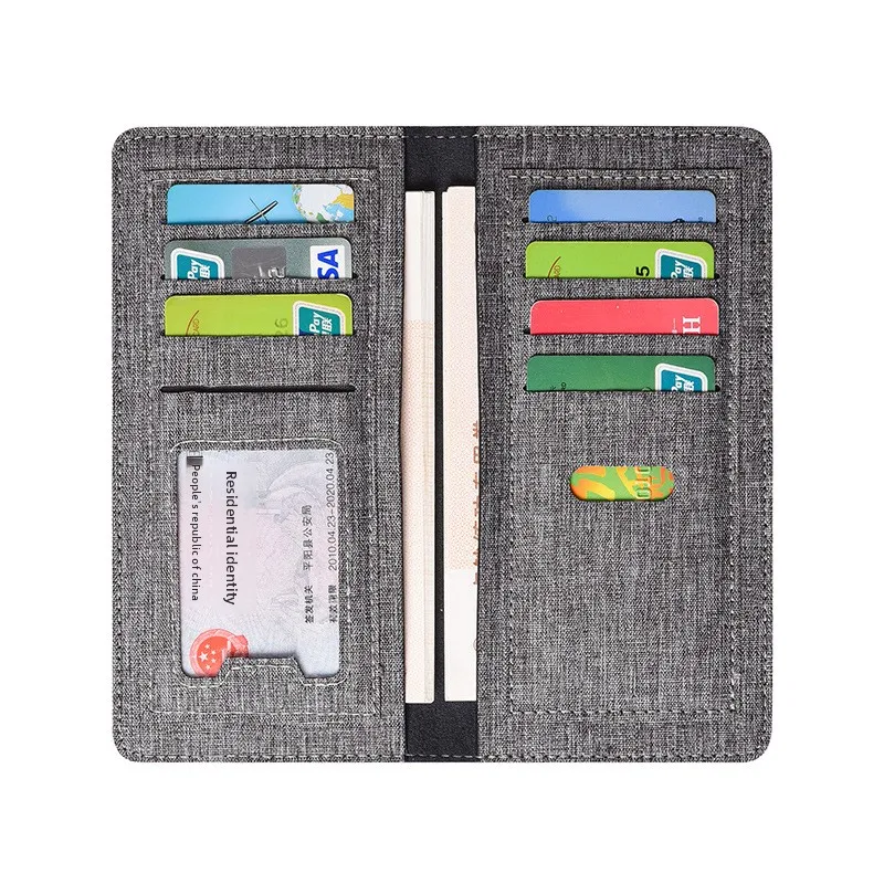 Ultra thin Japanese folding men's long canvas wallet, student retro simple niche men's wallet