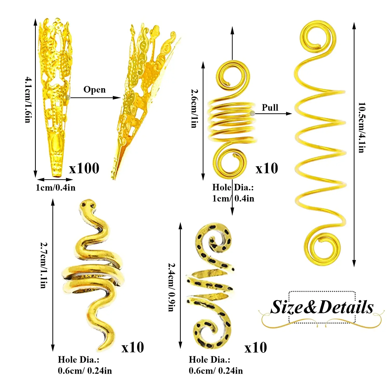 女性のための合成ドレッドヘアとビーズのキット,130個,ヘア