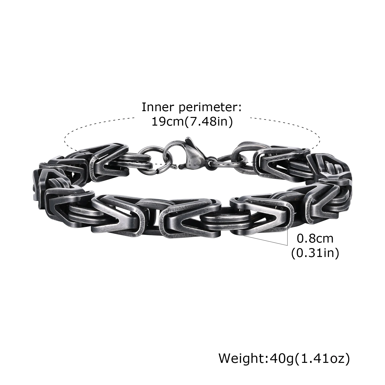 Chunky Byzantine Chain Bracelet: V-Shape Stainless Steel Vintage Punk Jewelry