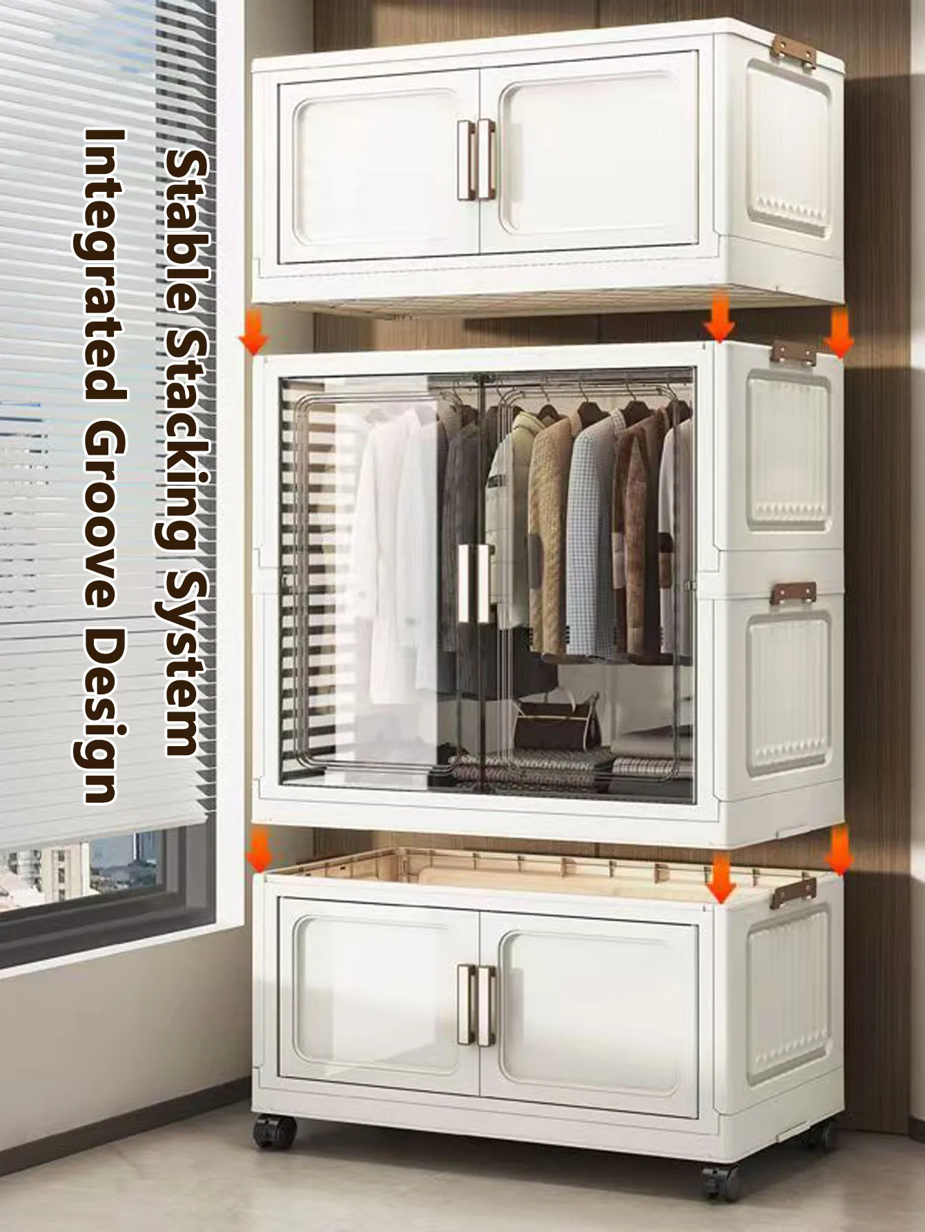Armadietto portaoggetti pieghevole multifunzionale per l'organizzatore del bagno della cucina dell'home office con ante bianco nero grigio - immagine 5