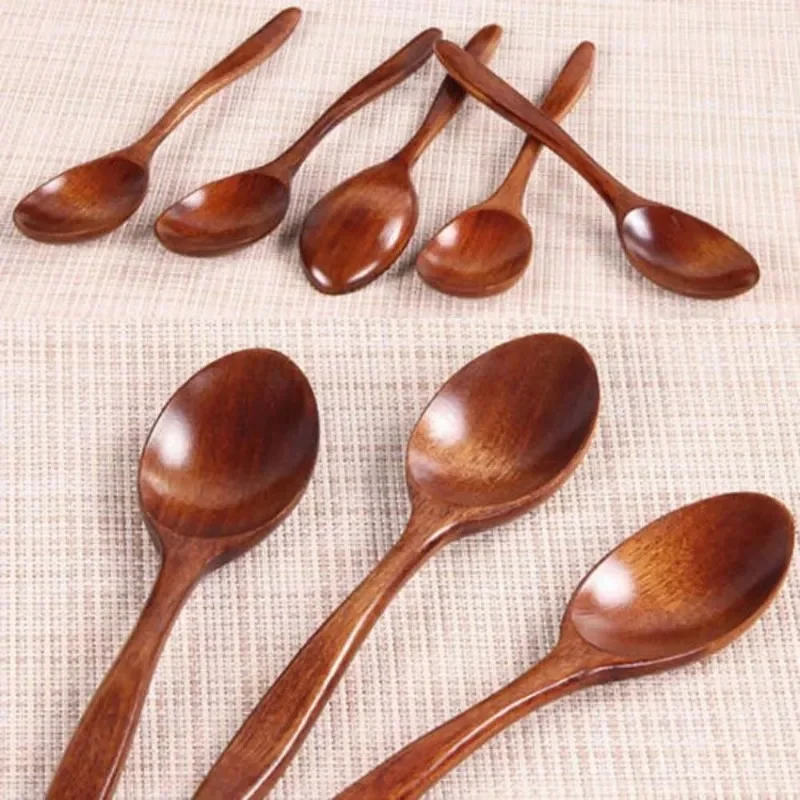 Natural Wood Spoon Japanese Style Kitchenware 5/1Pcs