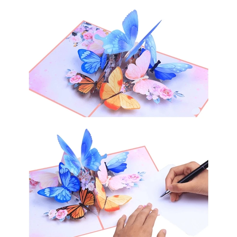 3D Pop Up Carte De Voeux Papillon Volant Carte Message Bénédiction