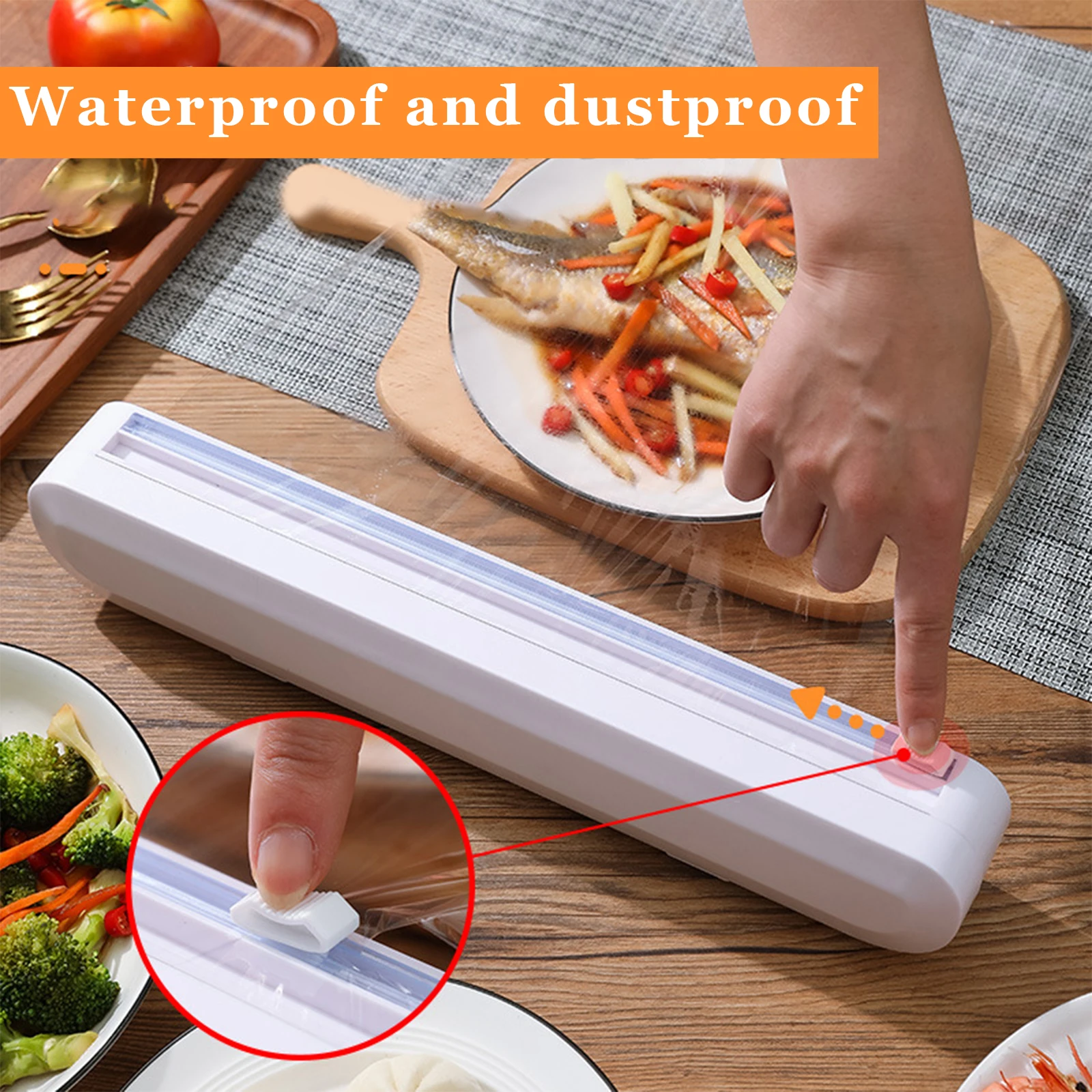 Film Wrap Dispenser Kitchen Tool Reusable Sturdy Food Cling Wrap Film Cutter No Cling Film Household Food Plastic Wrap Dispenser