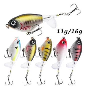 1pc Topwater Fishing Lure 11g/16g Whopper Popper Wobbler Artificial Hard Bait Bass Popper Soft Rotating Tail Fishing Tackle 1