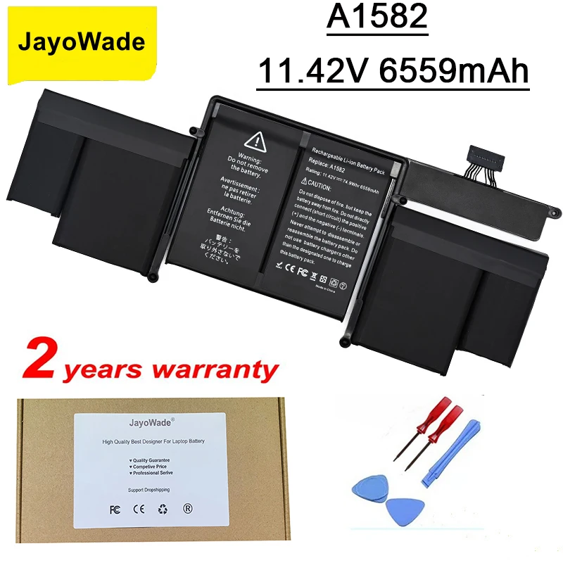 

JayoWade A1582 A1493 Laptop Battery For Apple MacBook Pro 13" Retina A1502 2013 2014 2015 Year 020-00010 A1582 A1493 Notebook