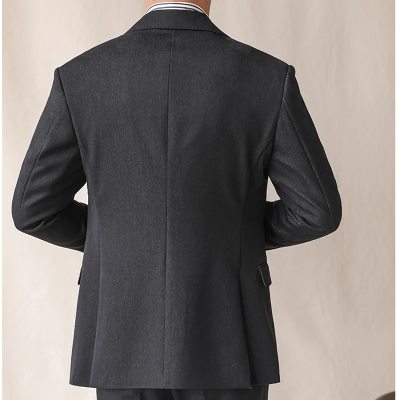 High Quality Naples Black Double Breasted Blazer Men  Business Slim Fit Suit Jacket Coat Blazer Hombre 2024