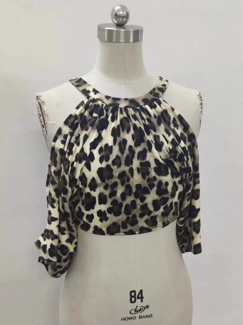 Belly Dance Top Leopard Print oulder Bared Slimming Dancewear Eastern Dance Class orm Women's Fitn Sportswear