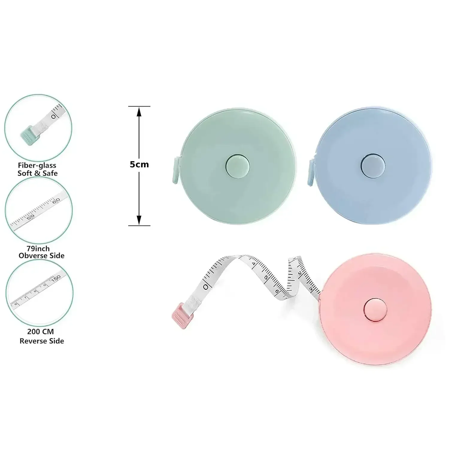 2M Sewing Measuring Tape Retractable Tailor Tape Double Scale Soft Ruler for Home Children Height Chest Waist Handcraft Clothing