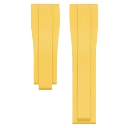 Luxury Waterproof TPU Rubber Watch Band with Stainless Steel Folding Buckle for 20mm (Yellow no buckle)