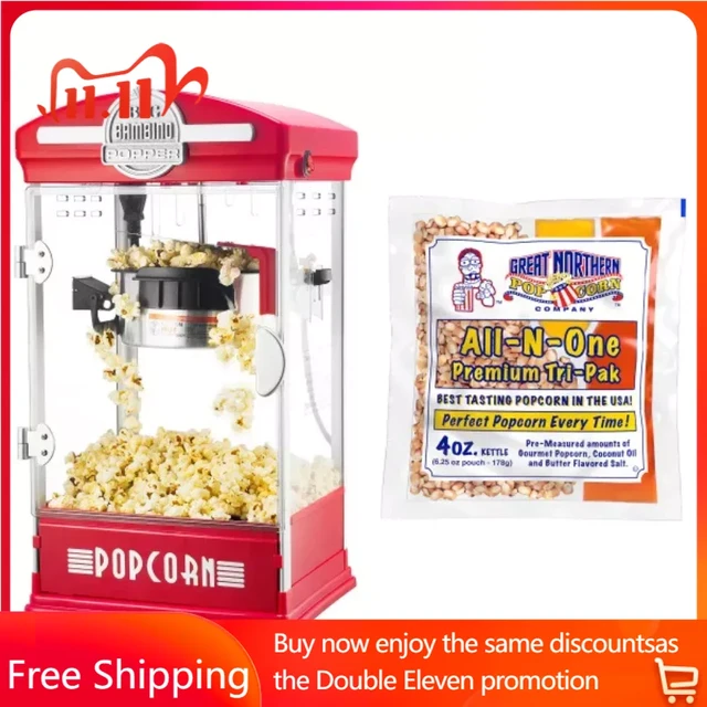 Big Bambino Popcorn Machine – 4 Oz Kettle With 12 Pack of All-In-One Popcorn  Kernel Packets Scoop and Bags By Electric Maker - AliExpress