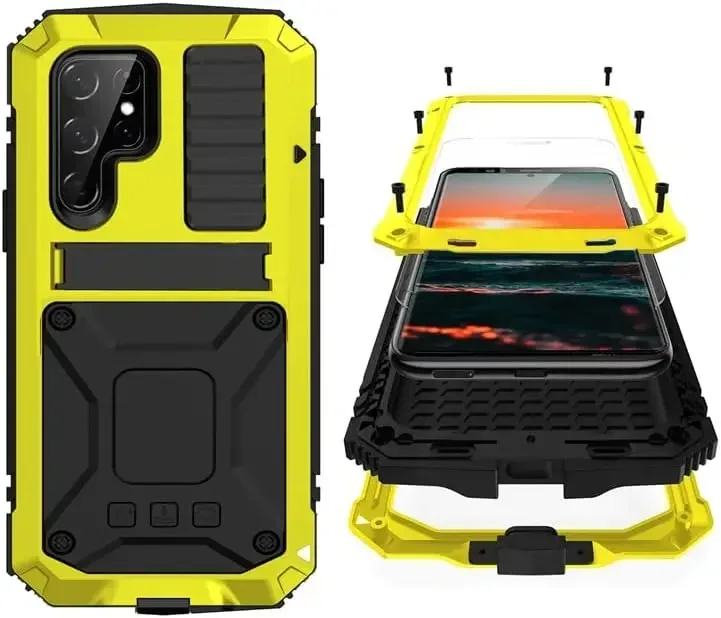 Premium Heavy-Duty Aluminum Metal Armor Phone Case with Shockproof Screen Protector