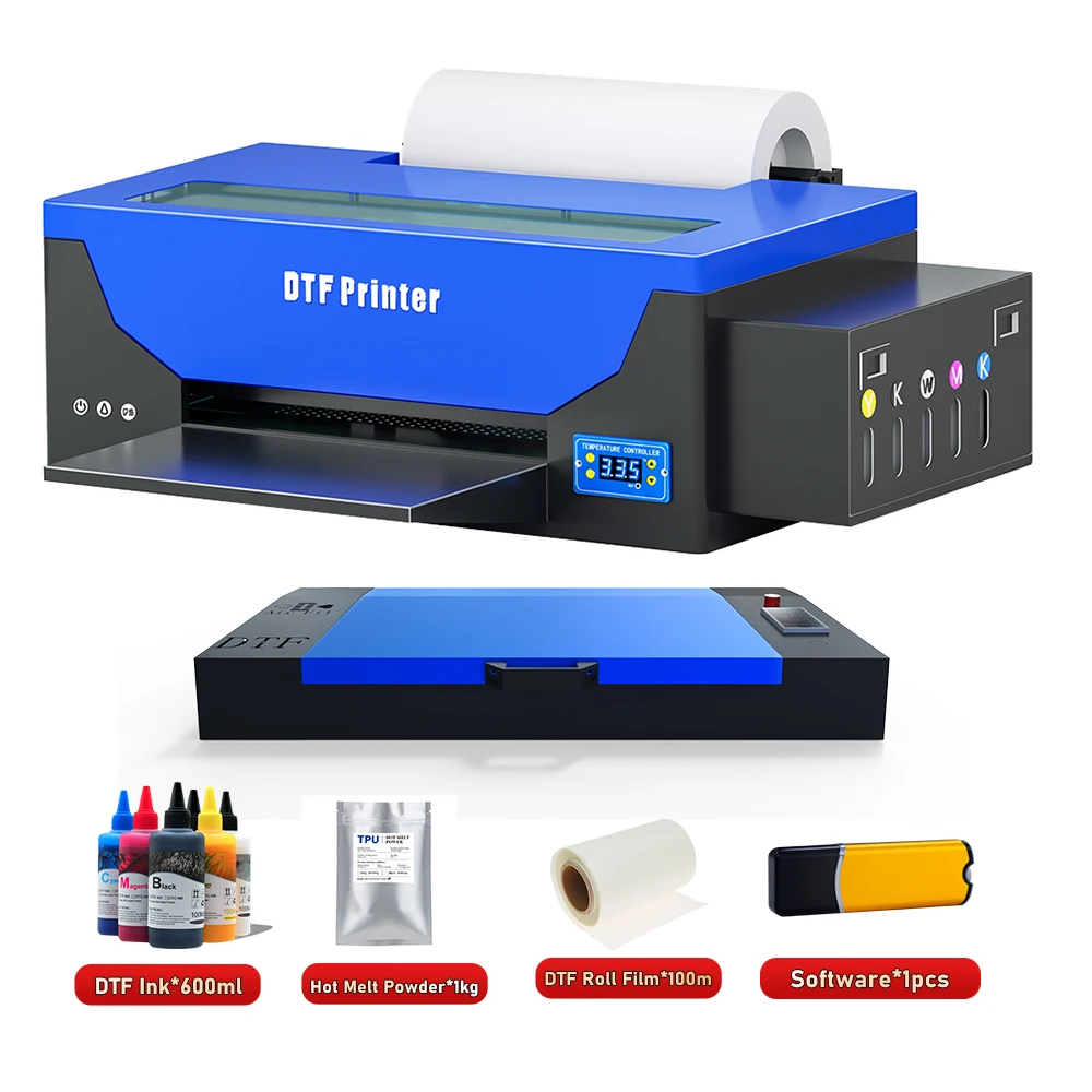 Impresora DTF con alimentador de rollo A3 L1800 Máquina de impresora de  transferencia Sistema de circulación de tinta blanca integrado para  impresión