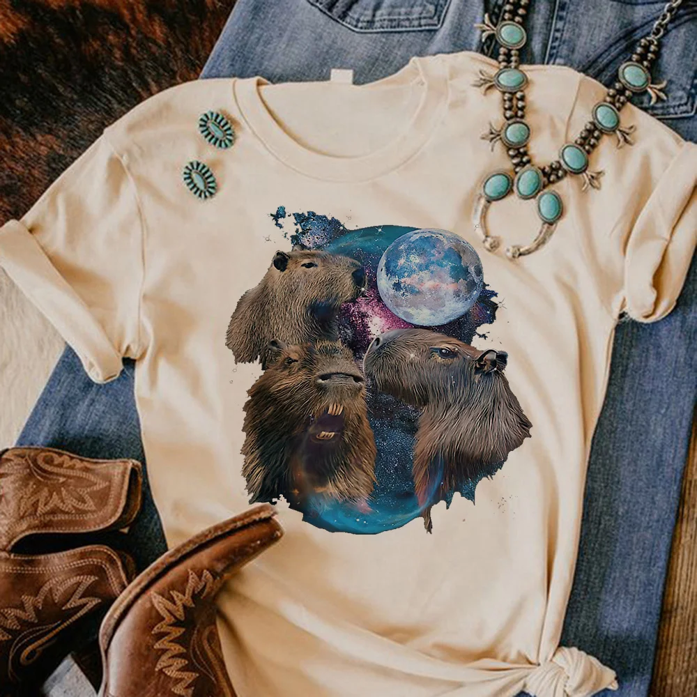 

Kapibara Capybara tshirt women Japanese Tee female anime clothes