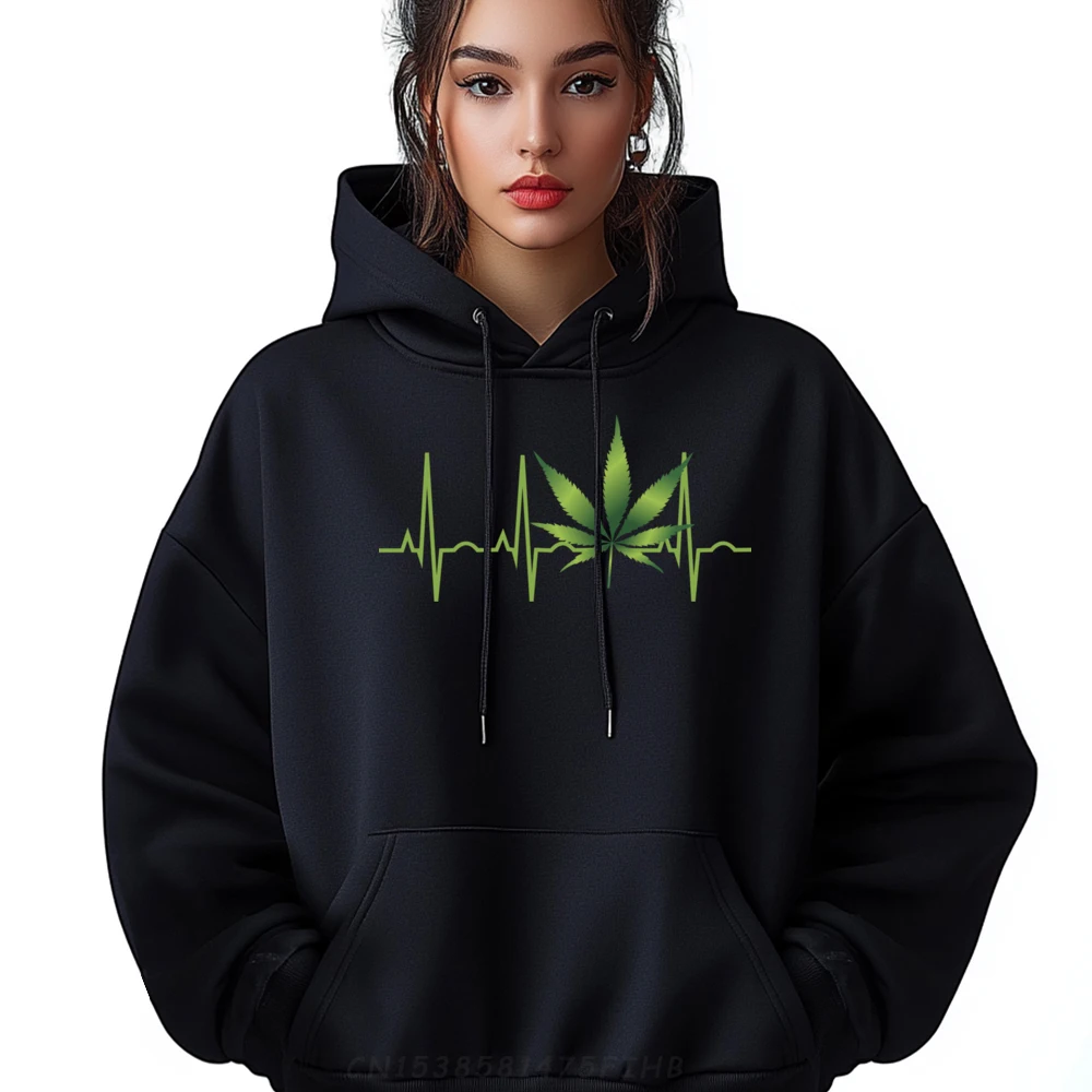 Graphic Mens Hoodies Weed for Men Women Marijuana Normal Sweatshrt long Sleeve Slogan Coats Round Neck  Weed for Men Women Marijuana Leaf Heartbeat
