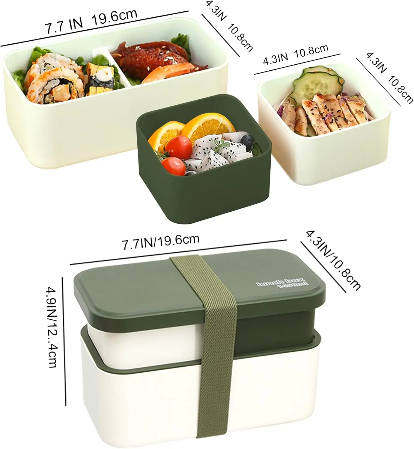 Adult Bento Box,All-inOne Japanese Stackable Lunch Box with Removable Cutlery Set and Sealing Tape,Microwave and Dishwasher Safe - 6