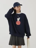 CHIC VEN Women's Sweatshirts Design Casual Round Neck Cartoon Print Loose Female Pullover Spring Autumn 2024 2