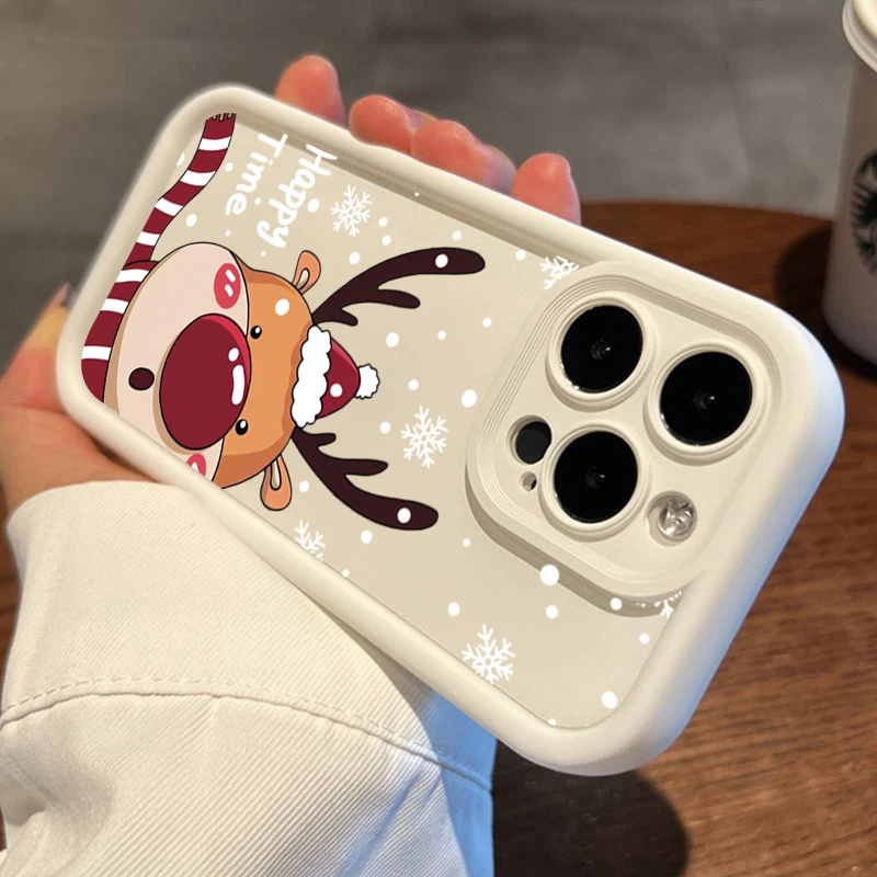 Festive Christmas Deer and Tree Graphic Soft Phone Case