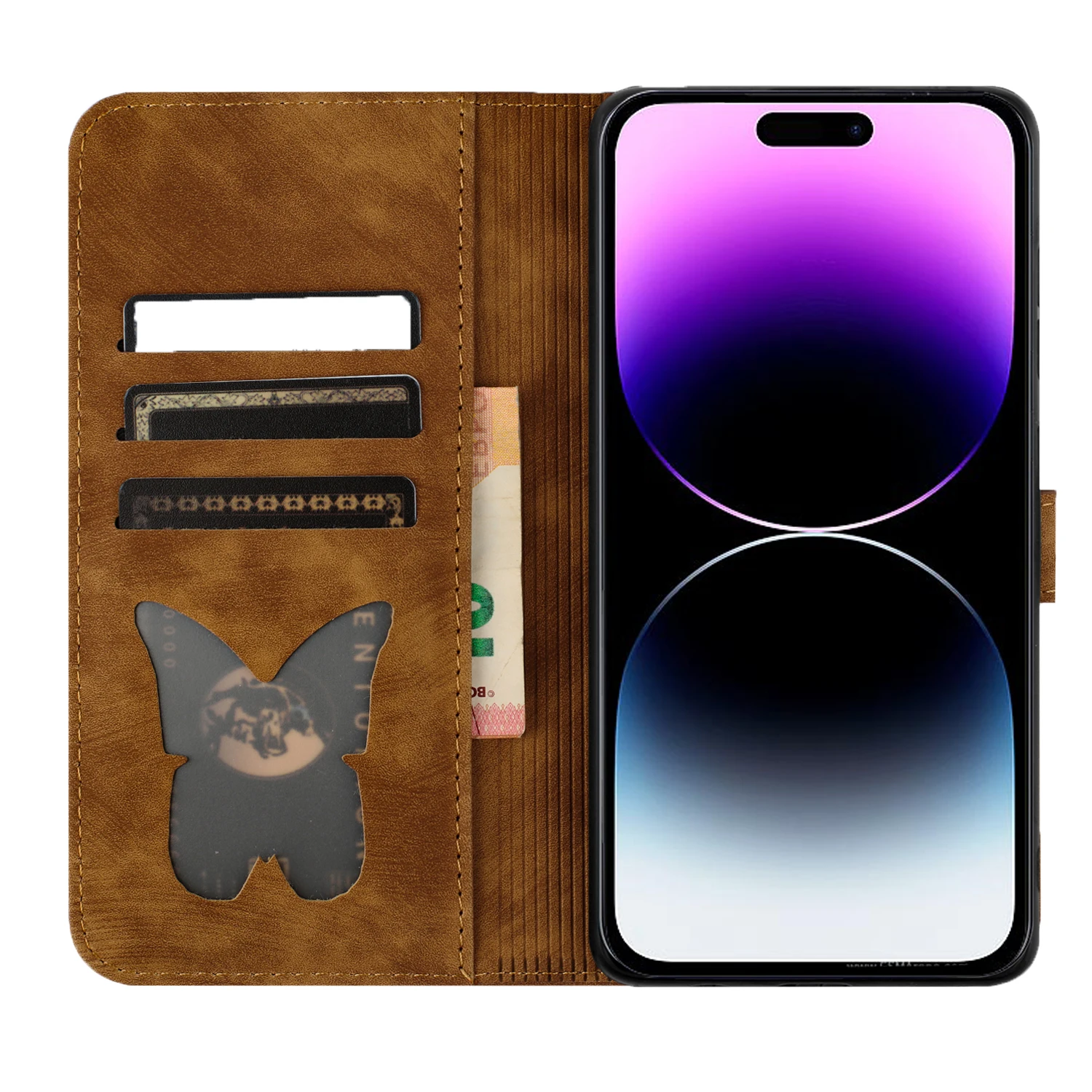 Schmetterling Katze Leder Brieftasche Fall Buch Für Xiaomi 14T 13T,Redmi Hinweis 14 13 12 11 10 Pro 5G 14C 13C 12S 11S 10S A3 Flip-Cover – Detail 15