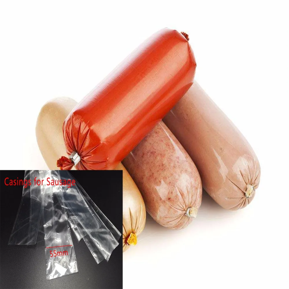 Food Grade Casings for Sausage Salami Wide 50mm Shell for Sausage Maker Machine Hot Dog Plastic Casing Inedible Casings 5 Meters
