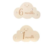 8pc/set Wooden Baby Milestone Card Newborn Cute Cloud Shape Photography Props Accessories Monthly Card Sticker Newborn Gift 6