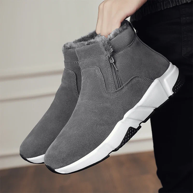 

2022 Winter High-top Fashion Causal Snow Boots for Men Zipper Boots Padded Thickening Warm Shoes Non-slip Male s Shoes