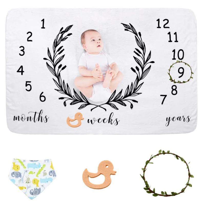 

Baby Flannel Monthly Milestone Blanket Growth Memorial Blanket Baby Photo Photography Props Creative Photo Background