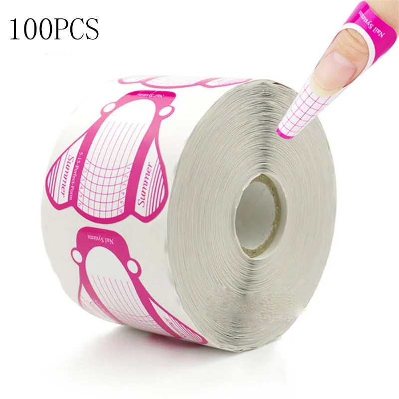 100 Pz Nail Form S Gel Extension Sticker French Nail Form Tips Curl Form Building Gel Sticker Guida Fai Da Te Forma Manicure Art Tools M