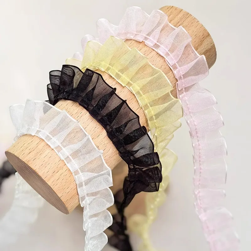 Clear Glass Yarn Pleated Lace DIY Handmade Doll Dress Skirt Trim Flower Basket Picture Frame Sewing Accessories 8 colors lace fabric,lace ribbon,lace garment accessories,lace sewing supplies,lace decoration,lace accessories,lace sewing accessories